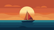 © Mark devil - A sailboat silhouetted against a sunset with a large sun and orange and blue sky and water view scene