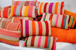 © Julien McRoberts - Paris, France.  Europe.  Colorful collection of South American woven pillows