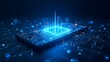 © Asawin - A futuristic illustration of a smartphone with glowing digital lines and a central square light emitting light