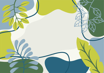  Abstract Floral Composition with Organic Shapes and Foliage