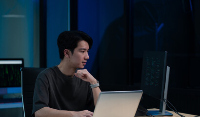 Development programmer male working in website a software and coding technology.