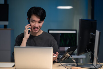 Development programmer male working in website a software and coding technology.