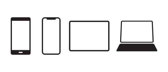Device icon set. isolated on white background for responsive design concept.