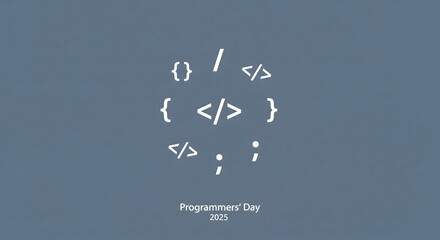 Programmers day greeting card with code symbols on a gray background