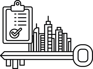 Canvas Print - A key is shown with a checklist on top of it