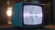 © Taqinaya - Teal Retro Television Displaying Abstract Static Light Pop Art