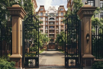 Ultra Hd Image of Apartment Home and House Residential Building Complex with Gate4X3