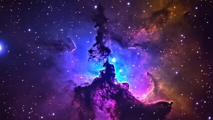 Wall Mural - Colorful Nebula Star Formation In Deep Space Astrophotography Image View