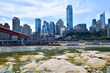 August 21, 2022, Chongqing, China: Due to high temperatures and drought, the water level of the Jialing River has dropped to a new low, revealing a dry riverbed.