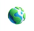 © bapak - Stylized 3D render of a planet Earth, featuring simplified continents in shades of green and blue on a white background.  The style is playful and cartoonish