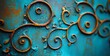 © EmmiCybertron - A captivating interplay of patina ornaments against a backdrop of rusty blue.