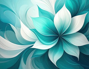 Wall Mural - Abstract blue wave patterns in a light and colorful digital illustration of a fluid texture and motion