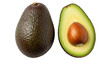 © Anneliese - Isolated Whole and Halved Avocado Fruits Closeup, Tropical Fruit on Table, Healthy Diet