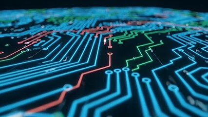Abstract Tech Colorful Circuit Board Design for Modern Technology Concepts