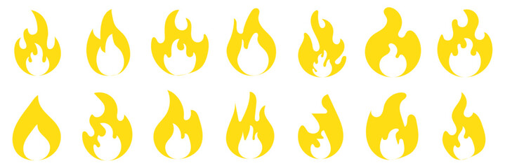 Wall Mural - Fire icon, Fire, icon, flame, burn, symbol, silhouette, black