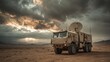 © j_nameera_h - desert military truck satellite storm