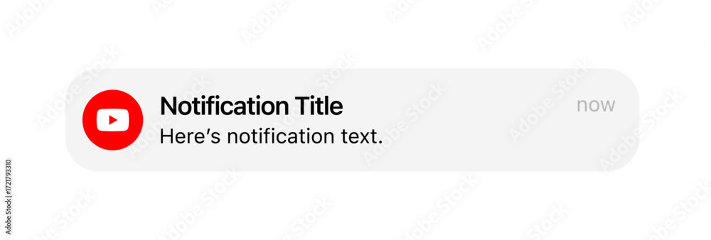 Youtube Notification Vector YouTube iOS 26 notification alert. Modern vector UI design for mobile ...
