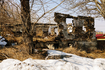 Wall Mural - broken house in petropavlovsk-kamchatsky city