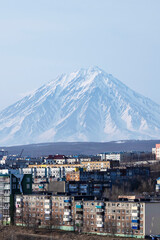 Wall Mural - petropavlovsk-kamchatsky city with koryaksky sopka