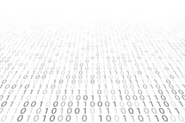 Abstract perspective binary code on a White background. Computer digital data design template. Matrix technology vector illustration