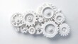 © Alfiyah - Pristine White Interlocking Gears Forming a Complex Mechanical System