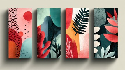 Wall Mural - Abstract Spring Background Templates with Colorful Shapes and Patterns
