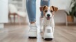 © Karn - Robotic pet walker taking a dog for a stroll, automated pet care, convenient service, modern companionship.