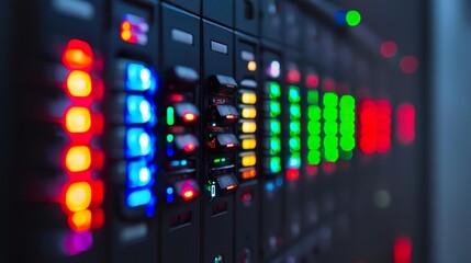 Smart home energy optimization system control panel, glowing buttons, intricate wiring, energy flow.  