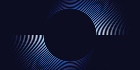 Wall Mural - Blue abstract background with spiral circle lines, technology futuristic template Vector illustration.