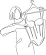 © nasharaga - One continuous single drawing line art flat doodle bra, female, store, clothing, fashion, girl, retail, buy, sexy, lace. Isolated image hand draw contour on a white background, hand drawn, not AI
