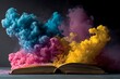 © Shahidul - Open book releasing vibrant clouds of colorful powder creating a magical explosion of imagination and creativity
