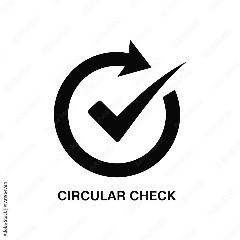 Circular arrow with integrated check mark and “CIRCULAR CHECK” text ...