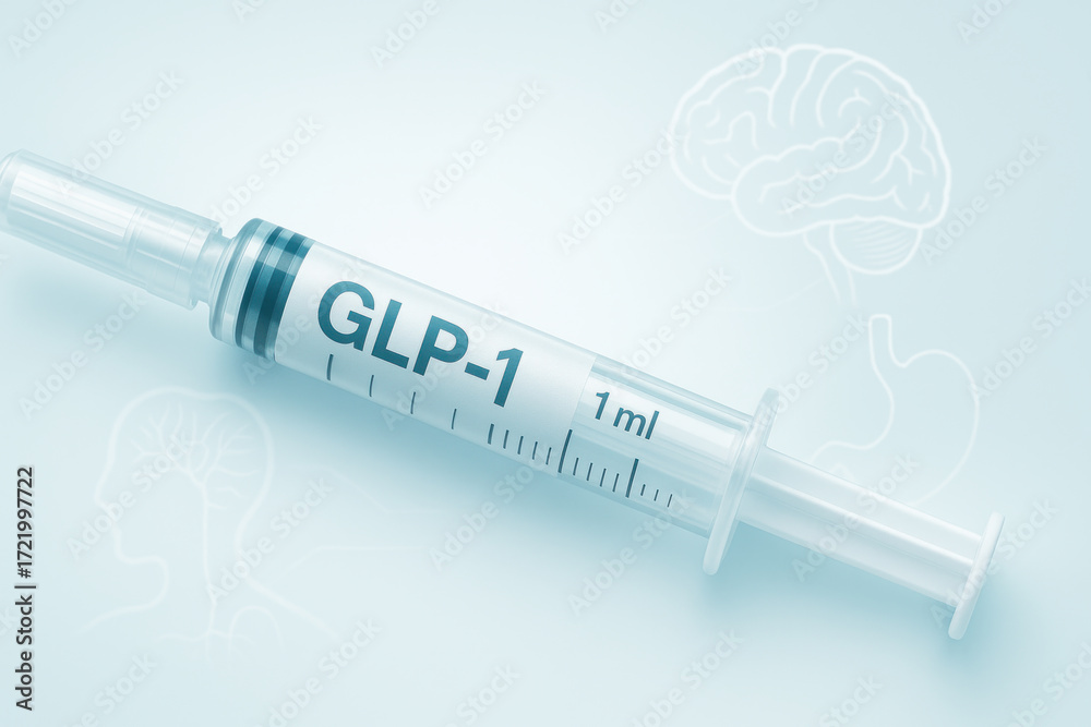 Glp Needle GLP 1 drug syringe concept promoting weight loss and noting potential ...