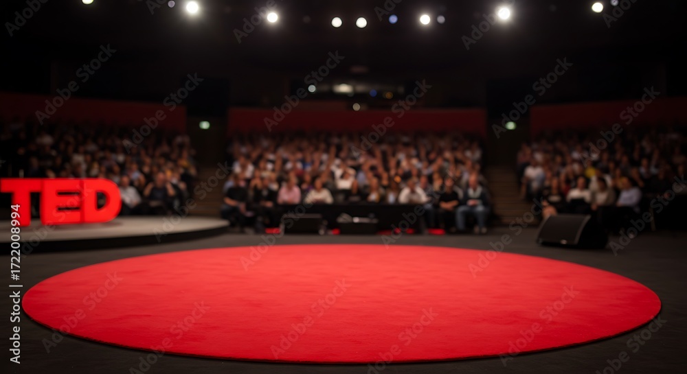 Ted Backdrop Mockup the iconic red ted stage with the ted logo and a live audience ...