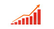 © Jasim - A 3d red bar graph with an orange arrow showing upward trend isolated on transparent background