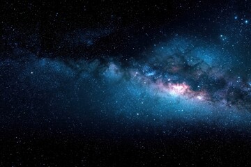 Wall Mural - Milky Way galaxy illuminated by stars against a blue cosmic background