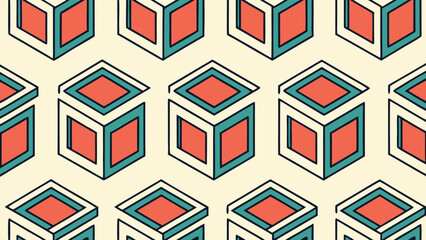 Seamless isometric 3d cubes and blocks pattern geometric abstract background repeating motif