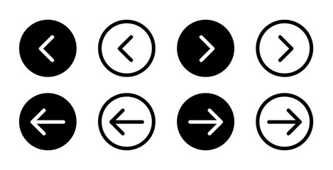 Back and Next button vector set for UI navigation and digital interface design