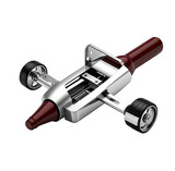 Wine bottle opener rolling mechanism, studio shot, dark background, advertising