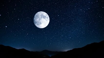 Wall Mural - night sky timelapse featuring the moon's journey towards a penumbral lunar eclipse stars, dramatic, 