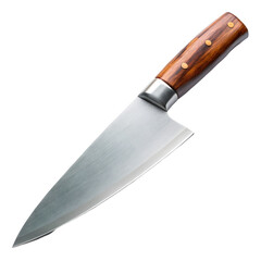 Stainless steel chef knife with polished metal bolster and wooden handle kitchen knife cooking