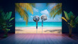 © Mahbub stock  - Earbuds on a tropical beach scene display