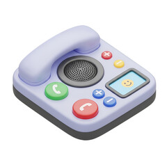 3d retro telephone icon with buttons and screen isolated on transparent background