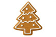 © PNG Kingdom  - Gingerbread christmas tree cookie with white icing decoration for holiday baking and sweet dessert