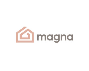 Wall Mural - Abstract house, building  icon logo design template. Creative continuous line home, real estate, property  icon sign logotype.