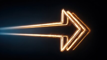 Wall Mural - Bright Neon Arrow Illustration with Glowing Light Effect on Dark Background for Directional Themes