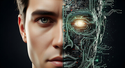 Human and Machine Interface Merging of Man and Technology in Digital Portrait