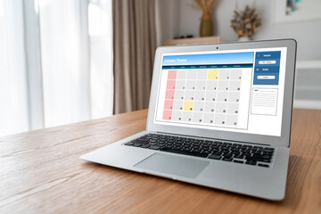 Wall Mural - Calendar on computer software application for modish schedule planning for personal organizer and online business