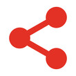 © MAYENUDDIN - Simple red share icon with three connected circular elements shown