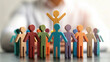 © Chiam - Adapt leadership style to meet the needs concept. Colorful figures symbolize teamwork and collaboration in business.